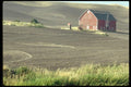 097099 Red Barn In Furrowed Hills A4 Photo Print
