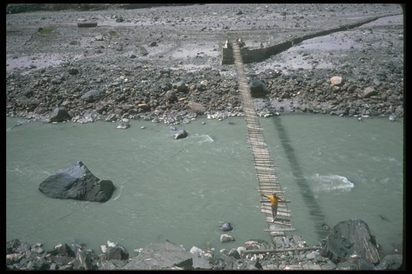098077 Bridge To Ford Gilgit River, Northern Pakistan A4 Photo Print