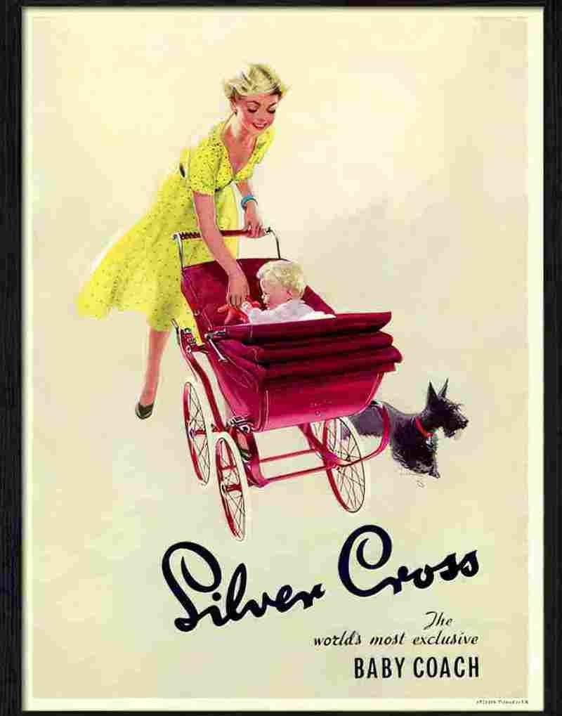 0K silver cross pram Advert A4 Photo Print