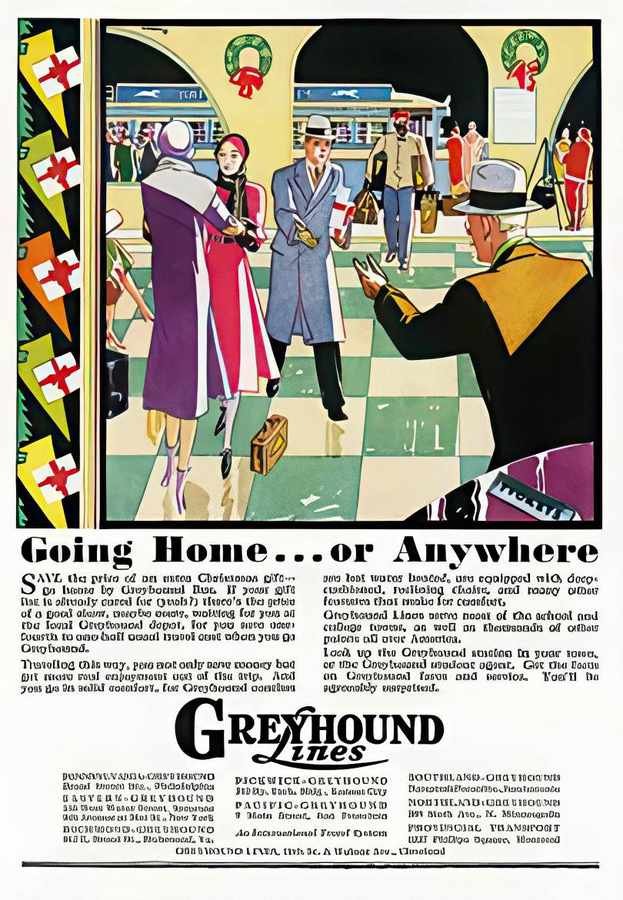 1 Greyhound Lines Vintage Advert A4 Photo Print