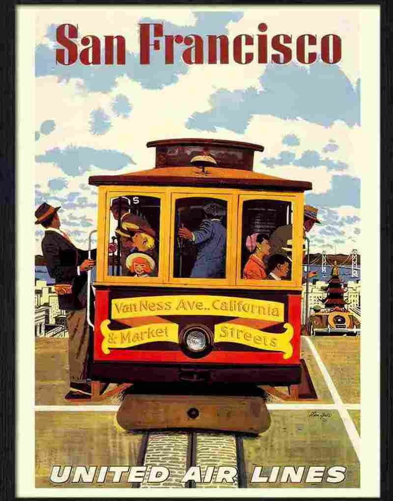 1 air travel poster 1950s san francisco Advert A4 Photo Print
