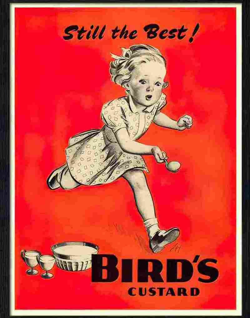 1 birds custard egg and spoon race advert 1940s Advert A4 Photo Print