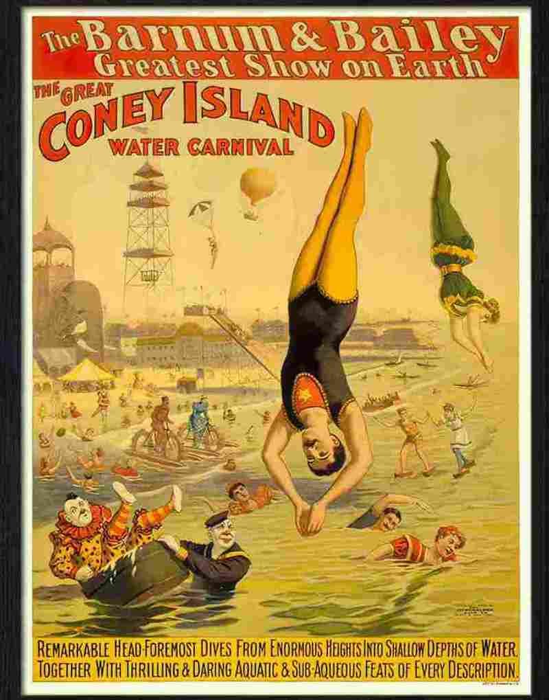 1 coney island water carnival circus posetr Advert A4 Photo Print