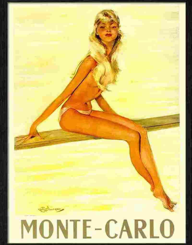1 monte carlo domergue travel poster 1950s Advert A4 Photo Print