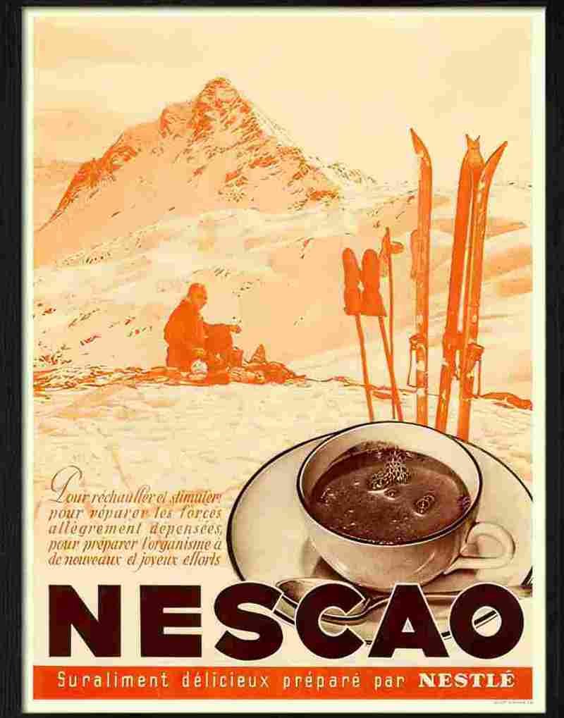 1 nescao coffee skiing Advert A4 Photo Print