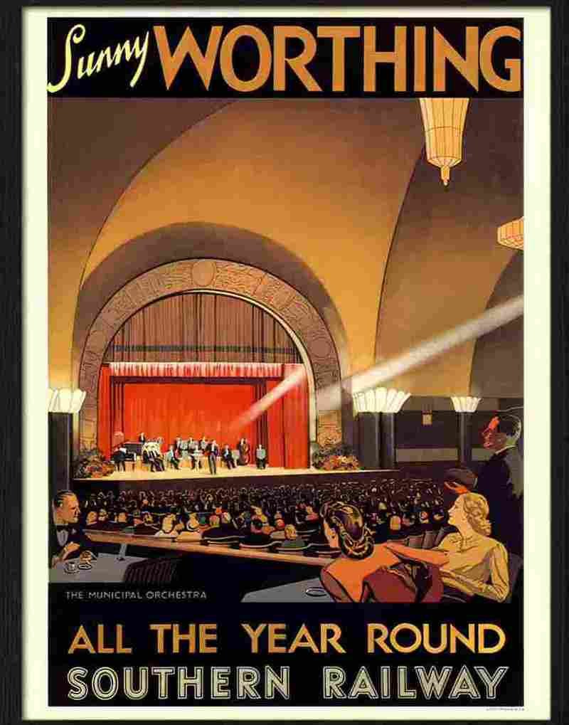 1 sunny worthing travel poster Advert A4 Photo Print
