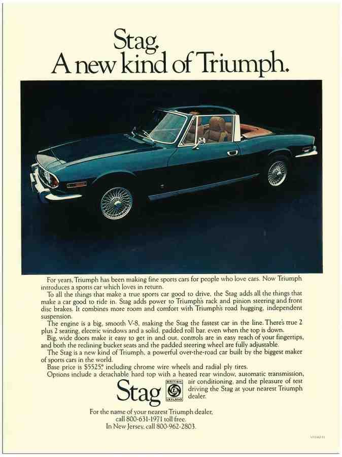 1 triumph stag 2 Vintage Advert A4 Photo Print