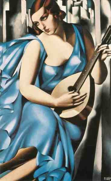 10 De Lempicka 1929 Lady In Bluew Guitar A4 Photo Print