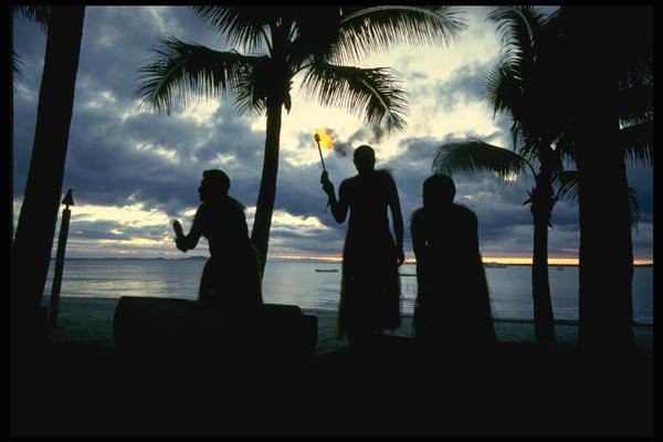 101000 Beating The Hollow Log Drum Fiji Islands A4 Photo Print