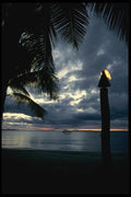 101001 Torchlit Beach At Sunset Viti Levu Island A4 Photo Print