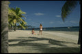 101006 People On Beach With Palm Trees Viti Levu Island A4 Photo Print