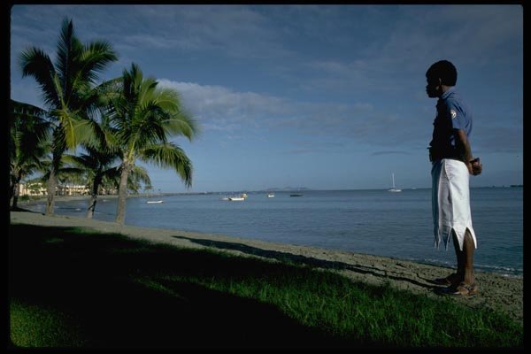 101019 Fijian Wearing Sulu Viti Levu Island A4 Photo Print