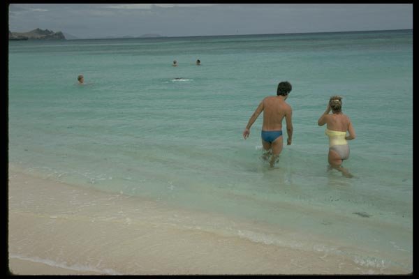 101032 Wading Out Beach, Yasawa Island Group A4 Photo Print