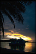 101048 Ship And Sunset Nanuya Island, Yasawa Island Group A4 Photo Print