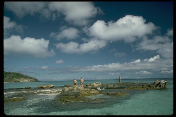 101068 Beachcombing Drawaga Island, Yasawa Island Group A4 Photo Print