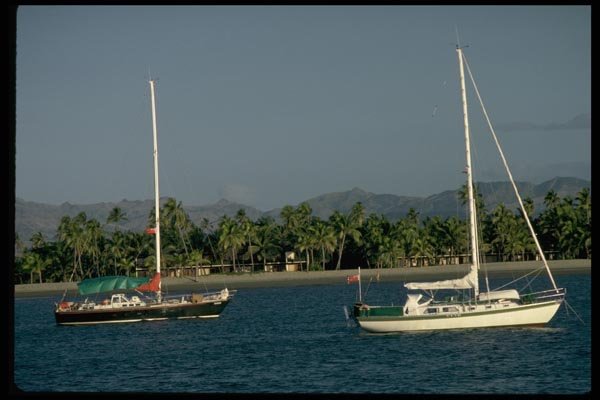 101099 Sailboats Fiji Islands A4 Photo Print