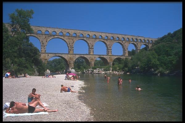 102082 Pont Du Gard, Roman Aqueduct 50 Metres Above Gardon River A4 Photo Print