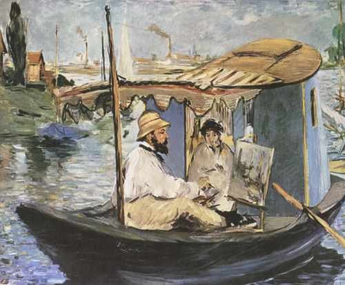 103 Edouard Manet Monet Painting In The Studio Boat 1874 A4 Photo Print