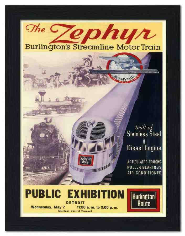 1047 zephyr railway train poster 1940s 2 Vintage Advert A4 Photo Print