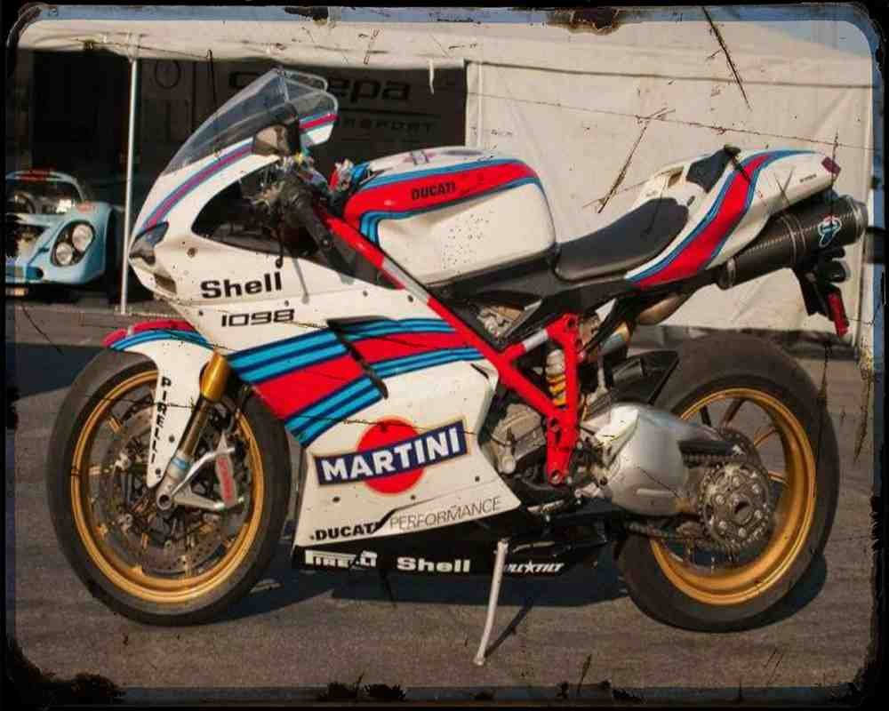 1098S Martini 1 A4 Photo Print Motorbike Vintage Aged