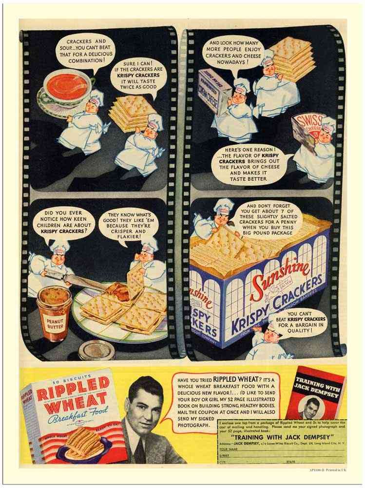 1100H Rippled Wheat Crackers Jack Dempsey Boxing advert A4 Photo Print