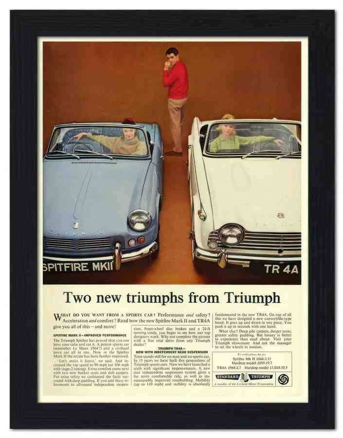 111 triumph spitfire tr4 cars 1960s 2 Vintage Advert A4 Photo Print