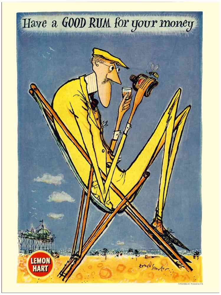 111006 04 Lemon Hart Rum Beach Ronald Searle Pier Vintage Advert A4 Photo Print