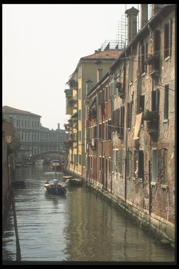 111050 Buildings Along Canal, Venice A4 Photo Print