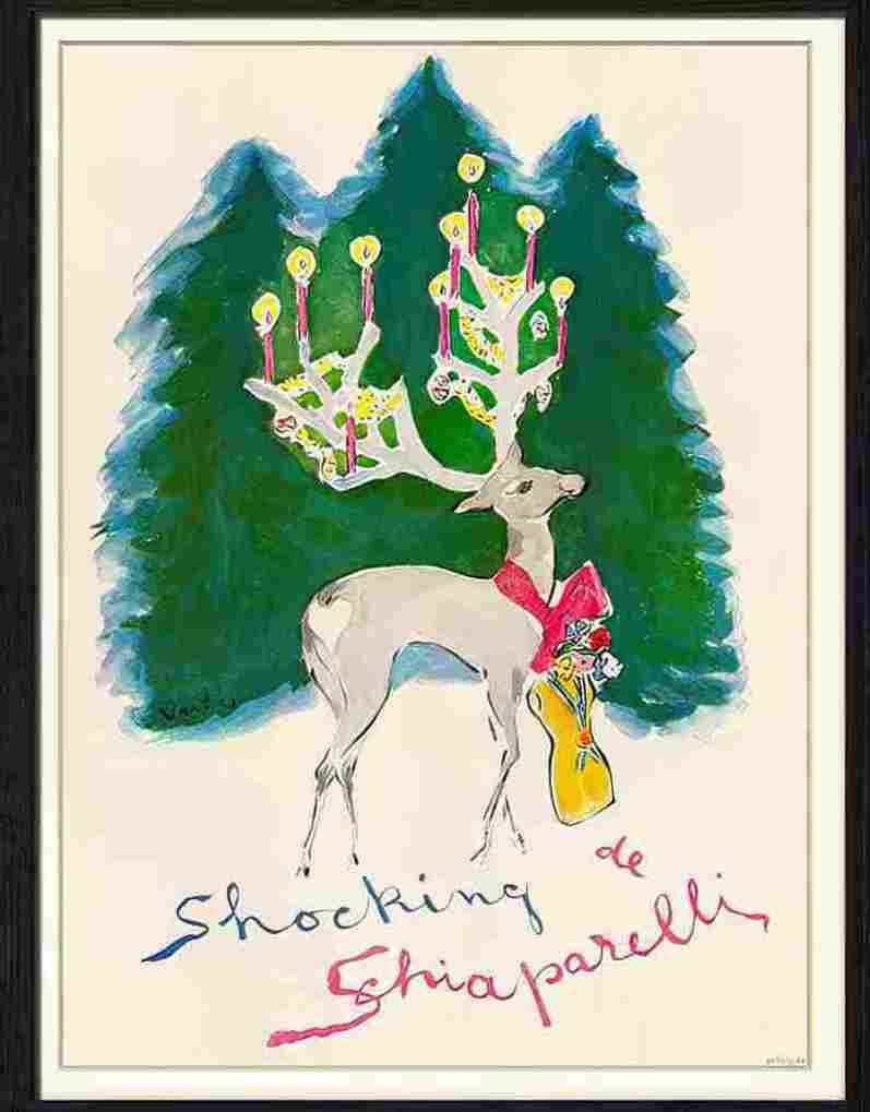 112 04 shocking shiaparelli christmas reindeer 1940spsd Advert A4 Photo Print