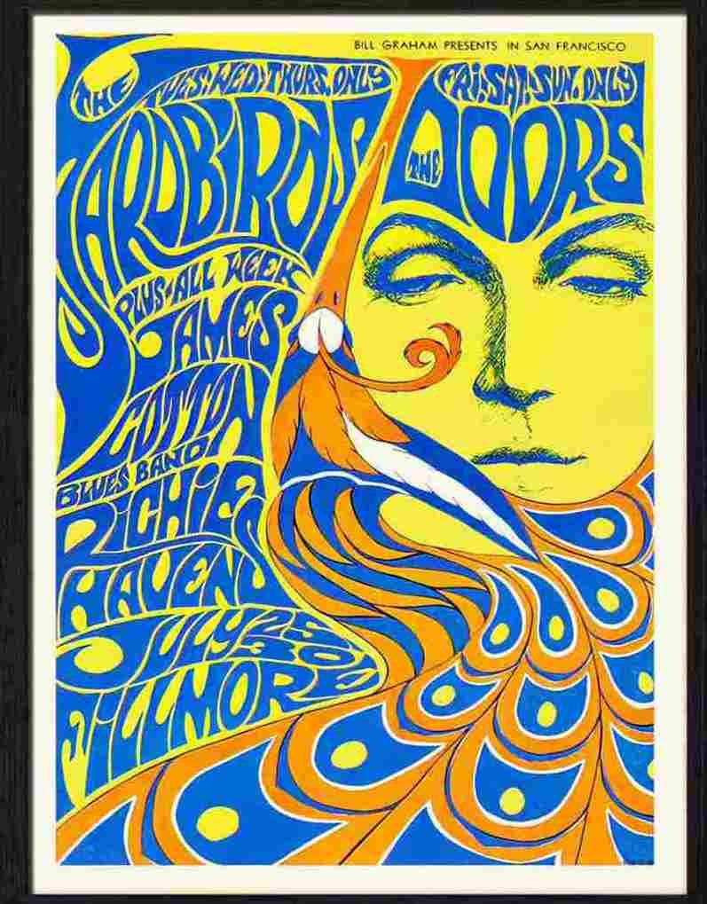 112 06 yardbirds and the doors concert poster psychedelic fillmore Advert A4 Photo Print