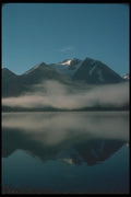 114023 Dawn Mist Over Wilderness Mountain Lake A4 Photo Print
