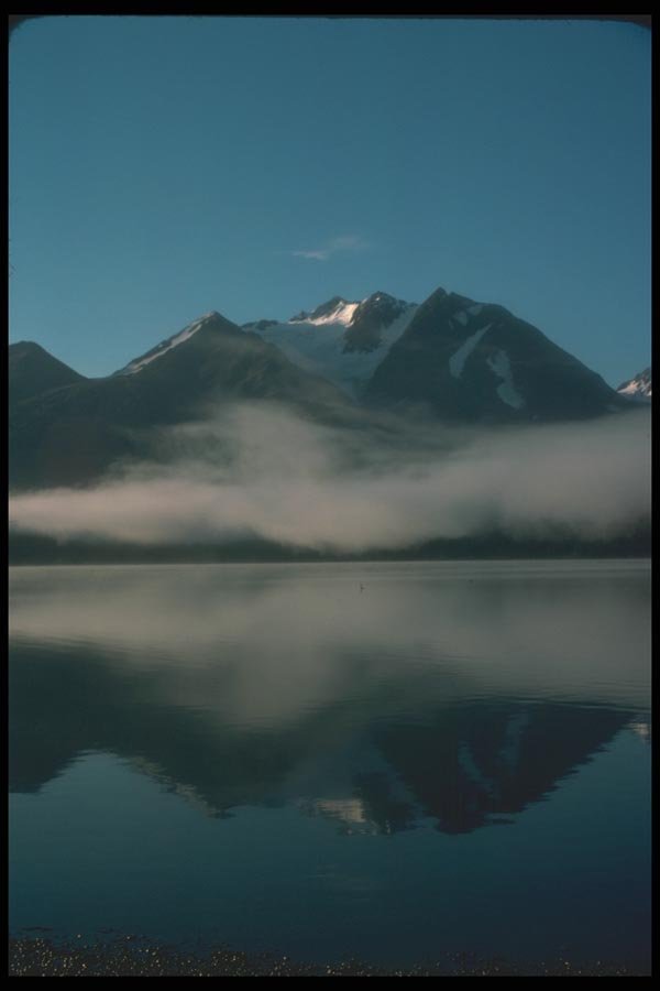 114023 Dawn Mist Over Wilderness Mountain Lake A4 Photo Print