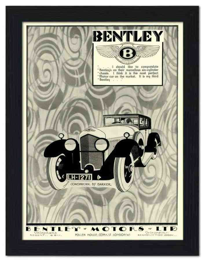 1159 bentley car advert 1920s 2 Vintage Advert A4 Photo Print