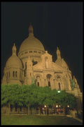 116004 Sacred Heart Basilica At Night, Paris A4 Photo Print