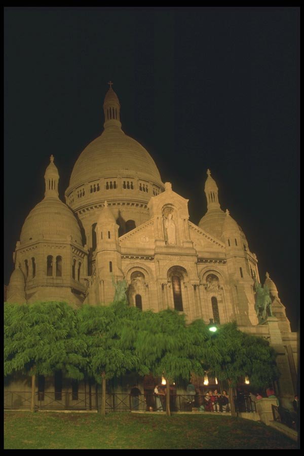 116004 Sacred Heart Basilica At Night, Paris A4 Photo Print