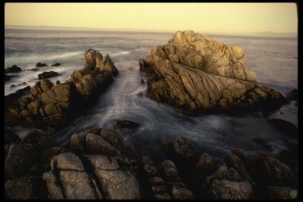117006 Rocks & Waves, Evening, Pacific Grove, CA A4 Photo Print