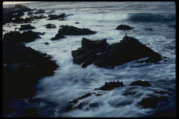 117007 Rocks & Waves, Evening, Pacific Grove, CA A4 Photo Print
