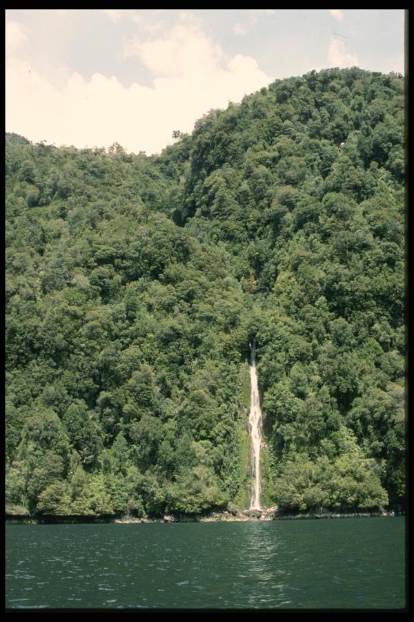117092 Waterfall, Cahuelmo Fiord, Chile A4 Photo Print