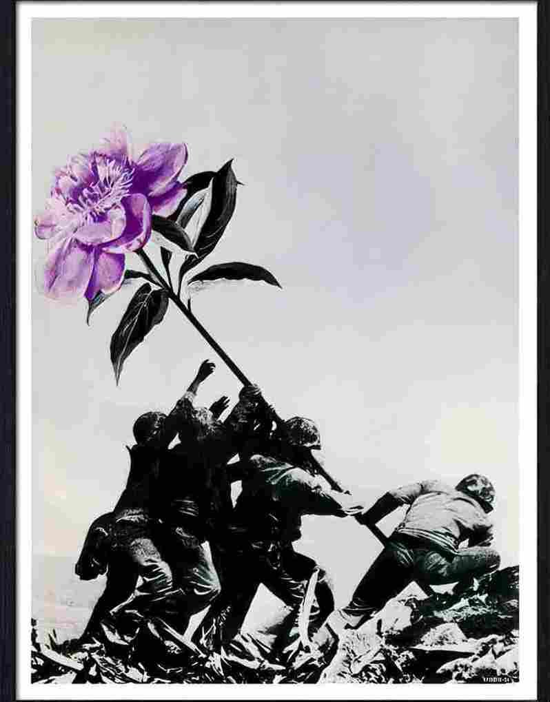 118 04 soldiers planting flower anti war peace poster Advert A4 Photo Print