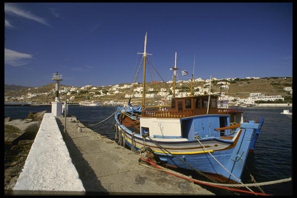 118015 Trawler Tied Up Along The Breakwater A4 Photo Print