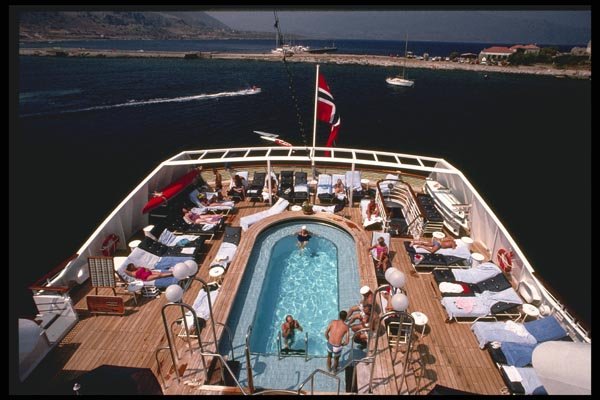 118053 Lounging Around The Cruise Ship Pool Offshore A4 Photo Print