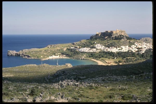 118078 View Of Lindos And Its Ancient Acropolis A4 Photo Print