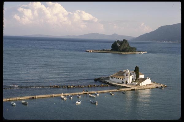118092 A Greek Church Occupies All Of Mouse Island A4 Photo Print