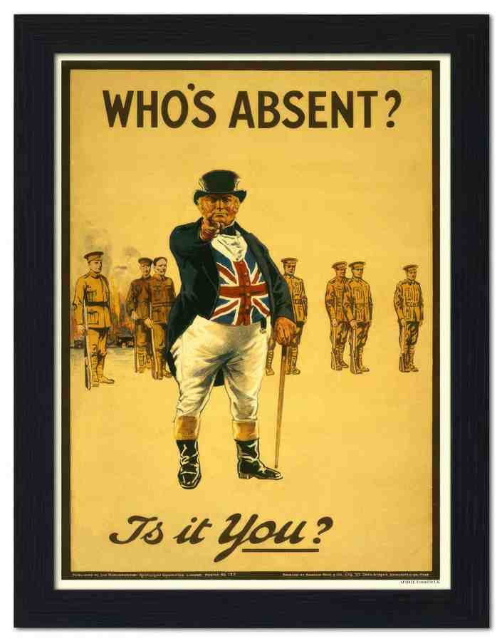 1182E whos absent is it you war poster 2 Vintage Advert A4 Photo Print