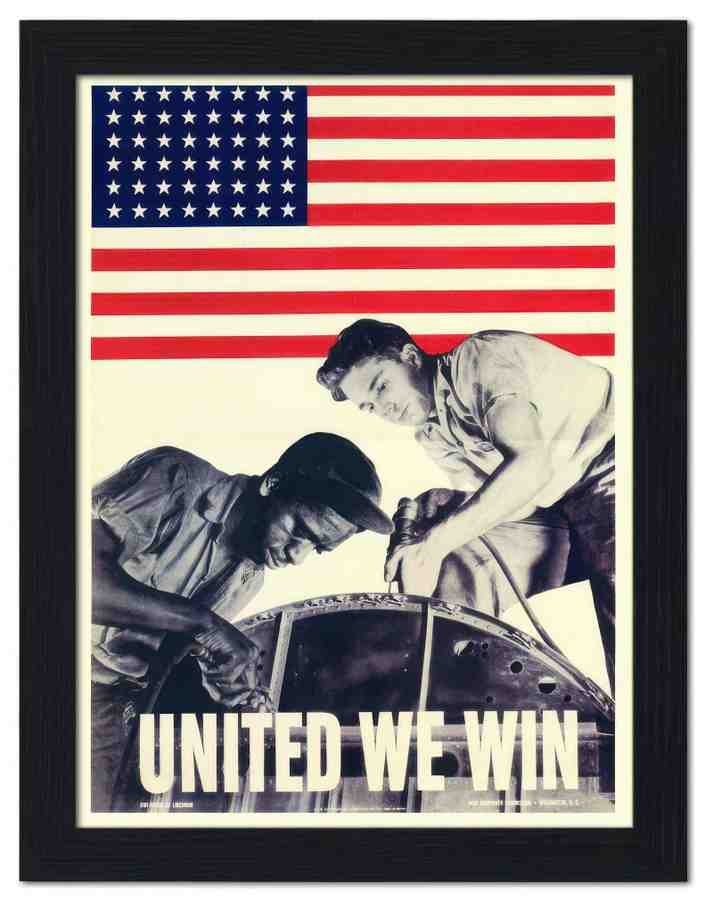 1184 united we win war poster 1940s 2 Vintage Advert A4 Photo Print