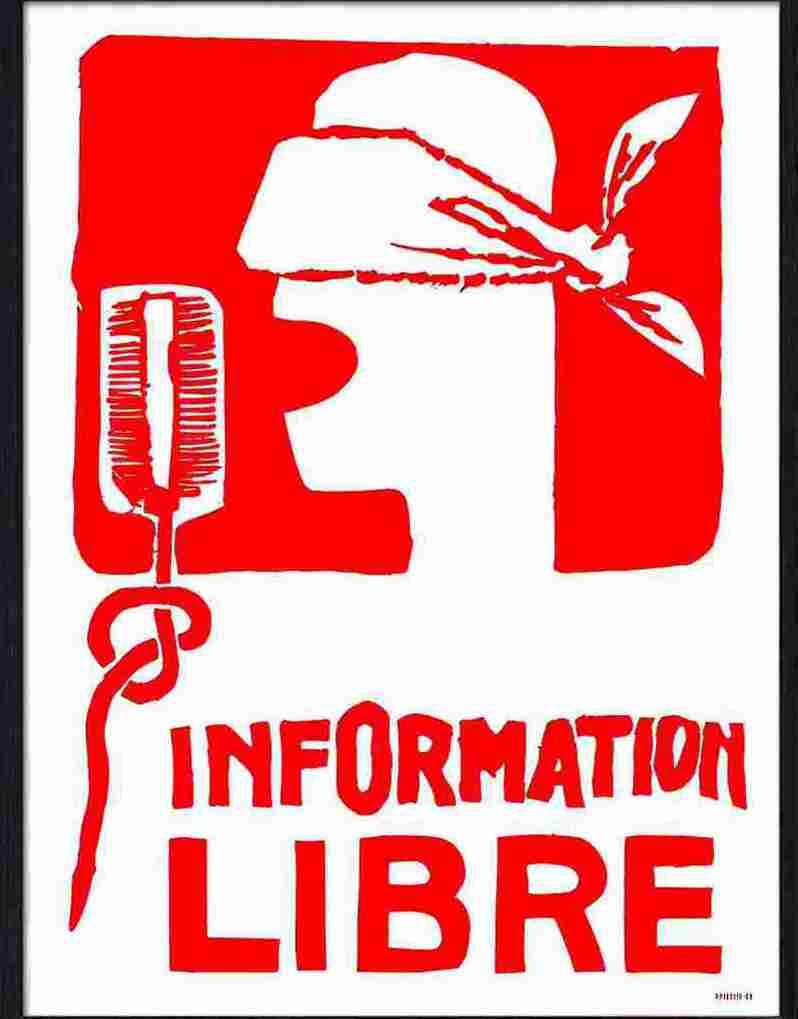 119 10 information libre paris 1968 red Advert A4 Photo Print