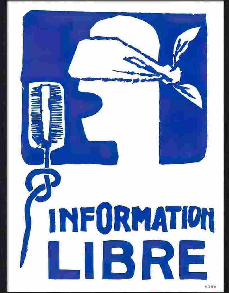 119 11 information libre paris 1968 blue Advert A4 Photo Print
