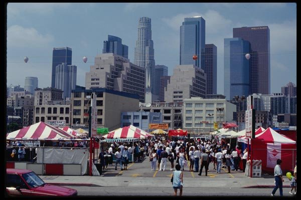 119016 Little Tokyo Festival Before L.A. Skyline A4 Photo Print