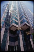 119081 801 Tower Bldg. And Sculptures On Figueroa Ave. A4 Photo Print