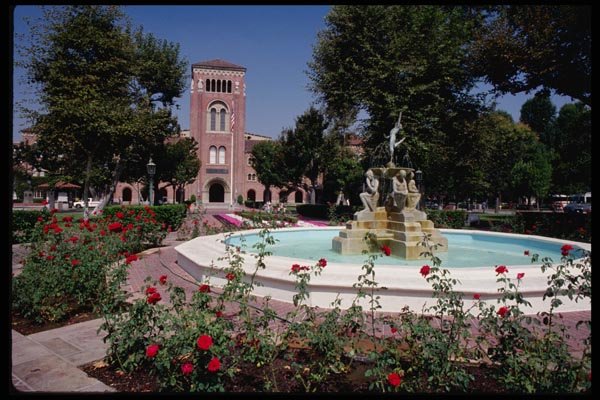119095 Fountain And Garden Facing USC Administration Building A4 Photo Print